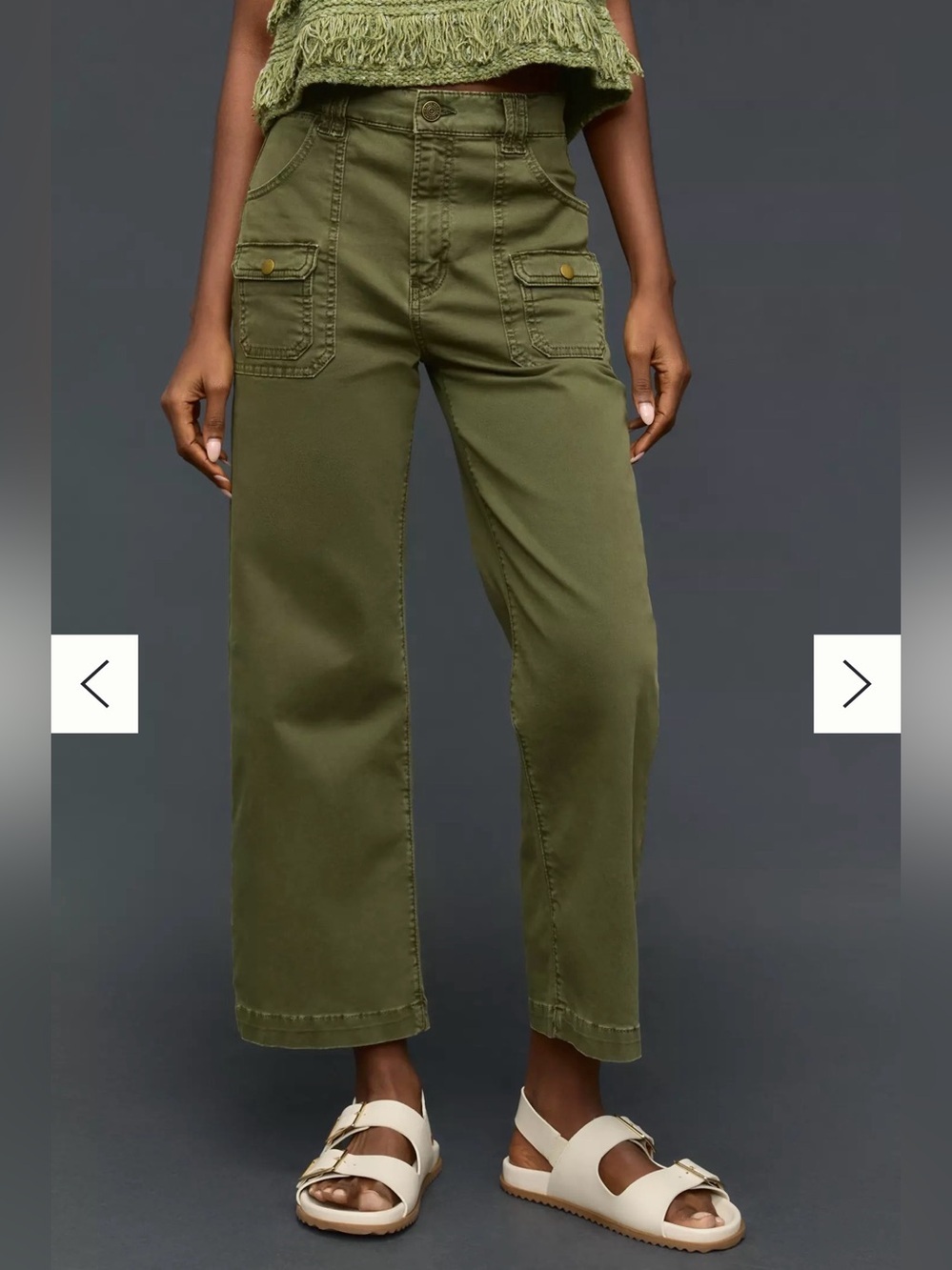 FRAME Women’s Utility Pocket Crop Cargo Pant Winter Moss Size 28